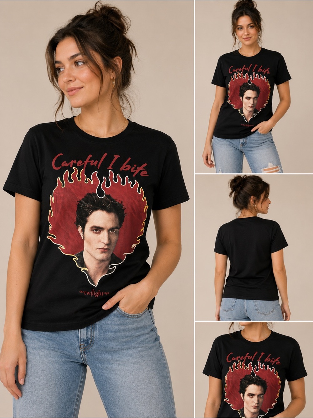 The Twilight Saga 'Careful I Bite' Black Graphic Tee